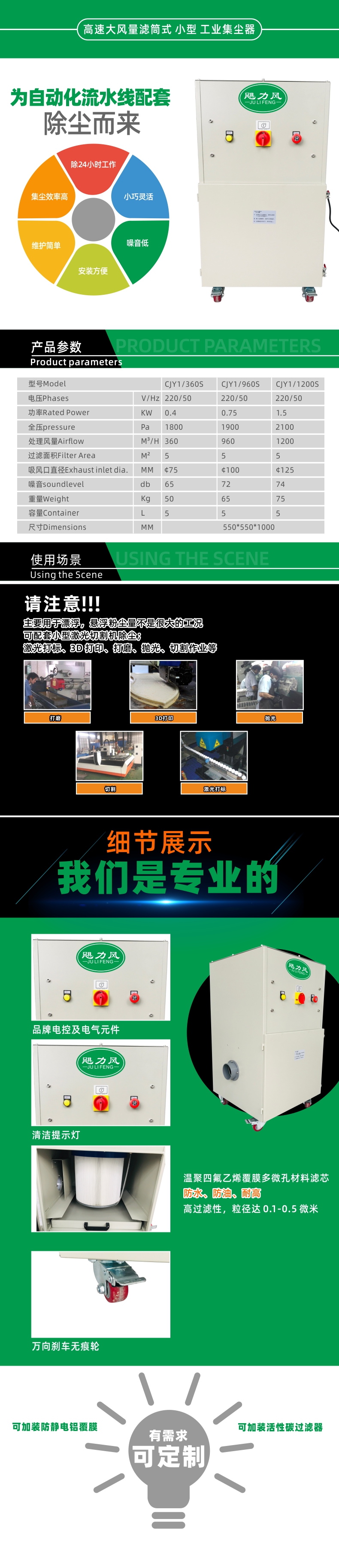 CJY1-S係列（liè）高速大風量濾筒式小型工業集塵器